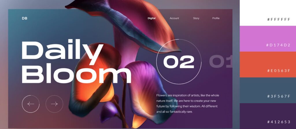 Vibrant & Inspiring: How to Use Pinterest 2025 Color Palette in Website Design Daily Bloom website using vibrant colors for strategic web design application
